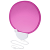 Breeze foldable hand fan with cord in magenta-and-white-solid