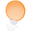 Breeze foldable hand fan with cord in orange-and-white-solid
