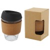 Lidan 360 ml borosilicate glass tumbler with cork grip and silicone lid in Solid Black
