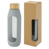 Tidan 600 ml borosilicate glass bottle with silicone grip in Grey