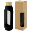 Tidan 600 ml borosilicate glass bottle with silicone grip in Solid Black