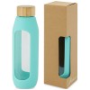 Tidan 600 ml borosilicate glass bottle with silicone grip in Tide Green