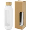 Tidan 600 ml borosilicate glass bottle with silicone grip in White