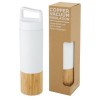 Torne 540 ml copper vacuum insulated stainless steel bottle with bamboo outer wall in White