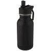 Lina 400 ml stainless steel sport bottle with straw and loop in Solid Black
