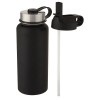 Supra 1 L copper vacuum insulated sport bottle with 2 lids in Solid Black