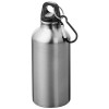 Oregon 400 ml RCS certified recycled aluminium water bottle with carabiner in Silver