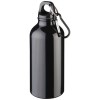 Oregon 400 ml RCS certified recycled aluminium water bottle with carabiner in Solid Black