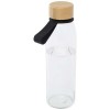 Porto 500 ml glass water bottle with silicone handle and bamboo lid  in Solid Black