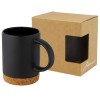 Neiva 425 ml ceramic mug with cork base in Solid Black
