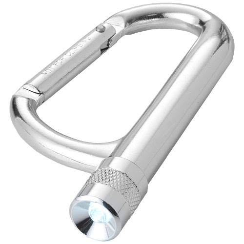 Mira LED keychain light with carabiner in silver