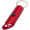 Flare RCS recycled aluminium IPX LED light and bottle opener with keychain in Red
