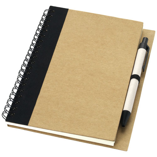 Priestly recycled notebook with pen in natural-and-black-solid
