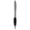 Nash ballpoint pen silver barrel and coloured grip in silver-and-black-solid