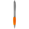 Nash Ballpoint Pen With Silver Barrel And Coloured Grip in silver-and-orange