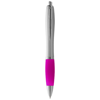 Nash ballpoint pen silver barrel and coloured grip in silver-and-pink