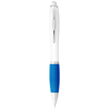 Nash Ballpoint Pen With White Barrel And Coloured Grip in white-solid-and-aqua