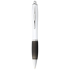 Nash ballpoint pen white barrel and coloured grip in white-solid-and-black-solid
