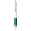 Nash Ballpoint Pen With White Barrel And Coloured Grip in white-solid-and-green