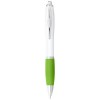 Nash ballpoint pen with white barrel and coloured grip (black ink) in White_lime