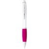 Nash ballpoint pen with white barrel and coloured grip (black ink) in White_pink