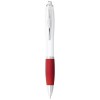 Nash ballpoint pen with white barrel and coloured grip (black ink) in White_red