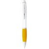 Nash ballpoint pen with white barrel and coloured grip (black ink) in White_yellow