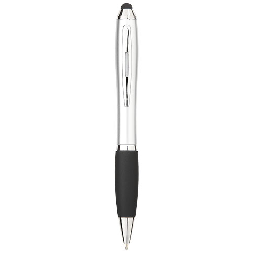 Nash Coloured Stylus Ballpoint Pen With Black Grip in silver-and-black-solid