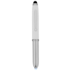 Xenon stylus ballpoint pen with LED light in white-solid-and-silver
