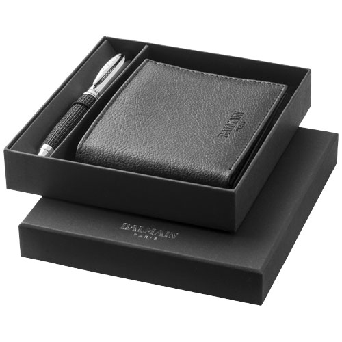 Ballpoint pen gift set in black-solid