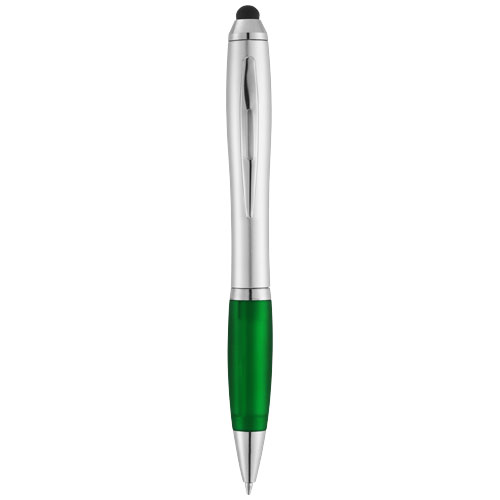 Nash stylus ballpoint with coloured grip in silver-and-green