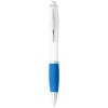 Nash ballpoint pen white barrel and coloured grip (blue ink) in White_aqua