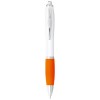 Nash ballpoint pen white barrel and coloured grip (blue ink) in White_orange