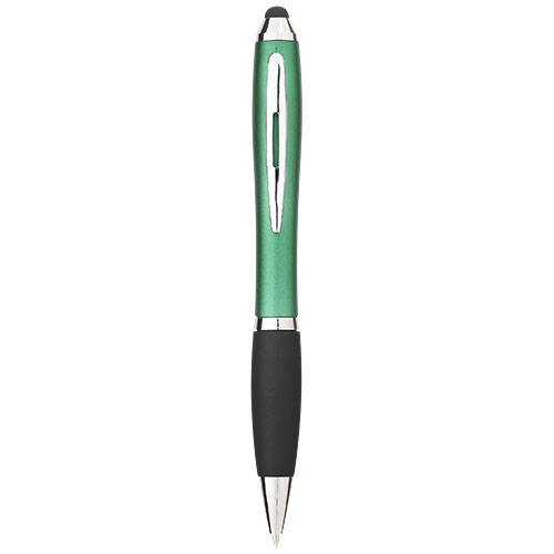 Nash coloured stylus ballpoint pen with black grip in green-and-black-solid