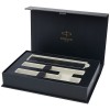 Parker IM achromatic ballpoint and rollerball pen set with gift box in Solid Black