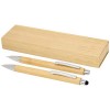 Oblys bamboo ballpoint pen and mechanical pencil set (black ink) in Natural