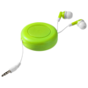 Reely retractable earbuds in lime-and-white-solid