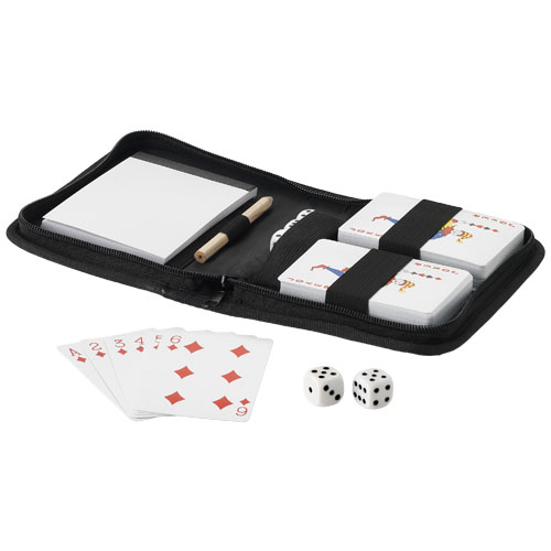 Tronx 2-piece playing cards set in pouch in black-solid