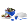Ceasar salad bowl set in blue-and-white-solid