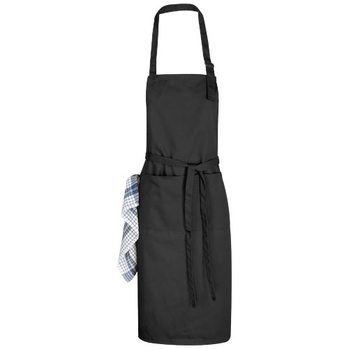 Zora apron with adjustable neck strap in black-solid