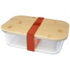 Roby glass lunch box with bamboo lid in Brick