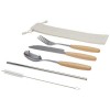 Root 5-piece stainless steel and beech wood cutlery set  in Natural
