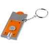 Allegro LED keychain light with coin holder in orange-and-silver