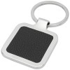Piero laserable PU leather squared keychain in Solid Black