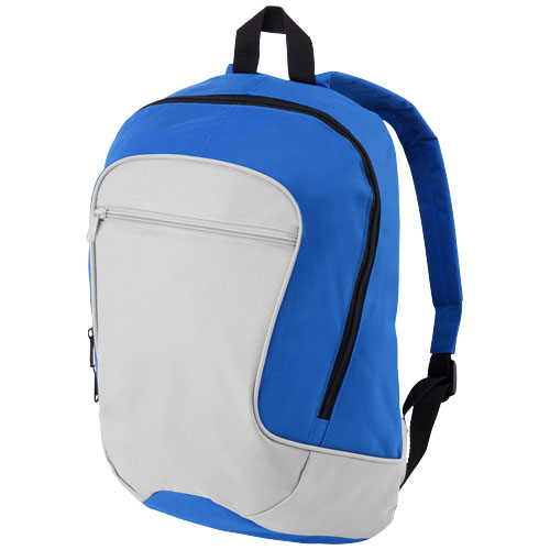 Laguna zippered front pocket backpack in grey-and-royal-blue