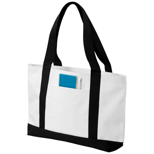 Madison tote bag in white-solid-and-black-solid