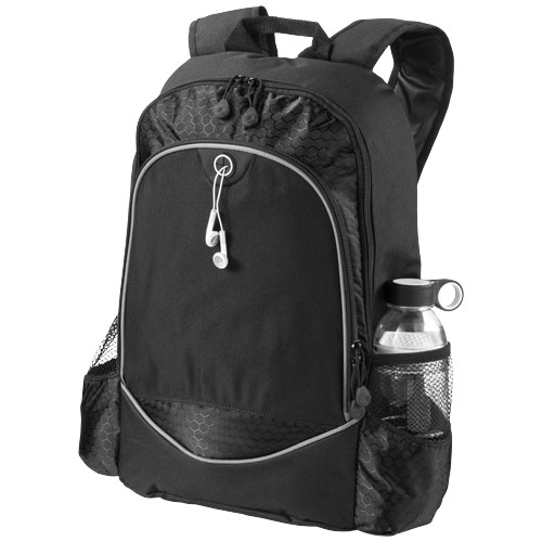 Benton 15'' laptop backpack with headphone port in black-solid