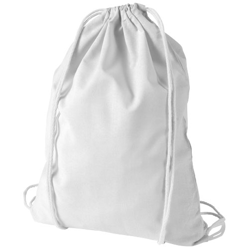 Oregon 100 g/m² cotton drawstring backpack in white-solid