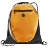 Peek zippered pocket drawstring backpack in orange-and-black-solid