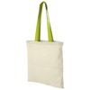 Nevada 100 g/m² cotton tote bag coloured handles in natural-and-apple-green